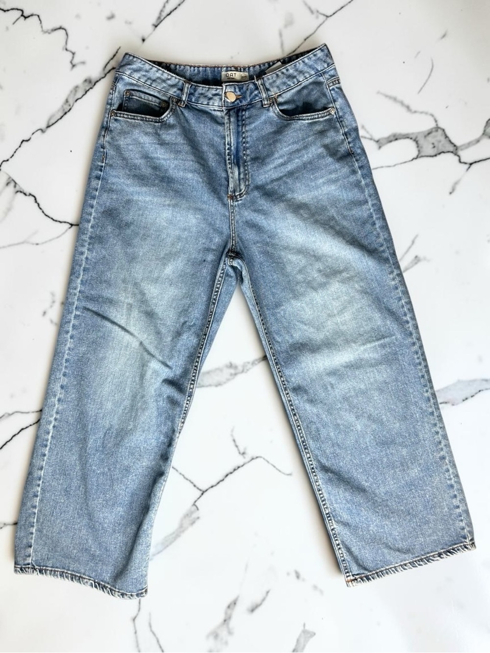 Oat New York High Rise Wide Leg Jeans Light Wash Denim Cloud Luxe Denim